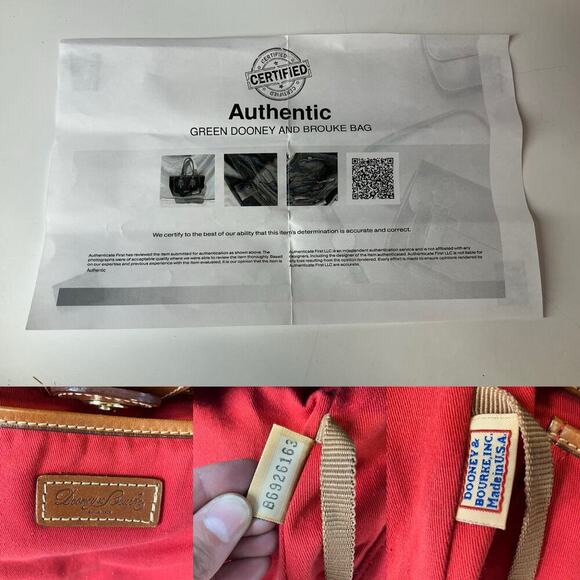 DOONEY & BOURKE GREEN CANVAS/ LEATHER SHOULDER TOTE ASIS - Picture 16 of 16